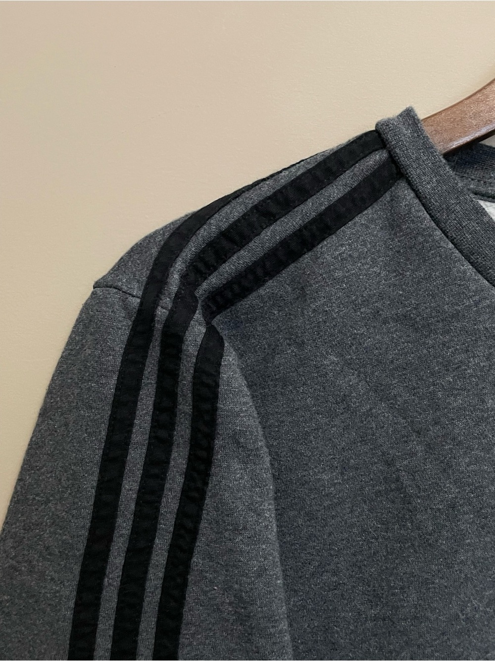 adidas Charcoal Gray Crewneck Sweatshirt with Black Stripes Women’s Small - Picture 3 of 9